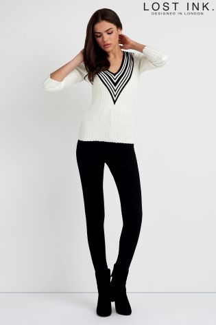 Lost Ink V-neck Rib Jumper